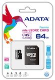 Adata 64GB Premier microSDHC memóriakártya UHS-I C10 SD adapterrel 